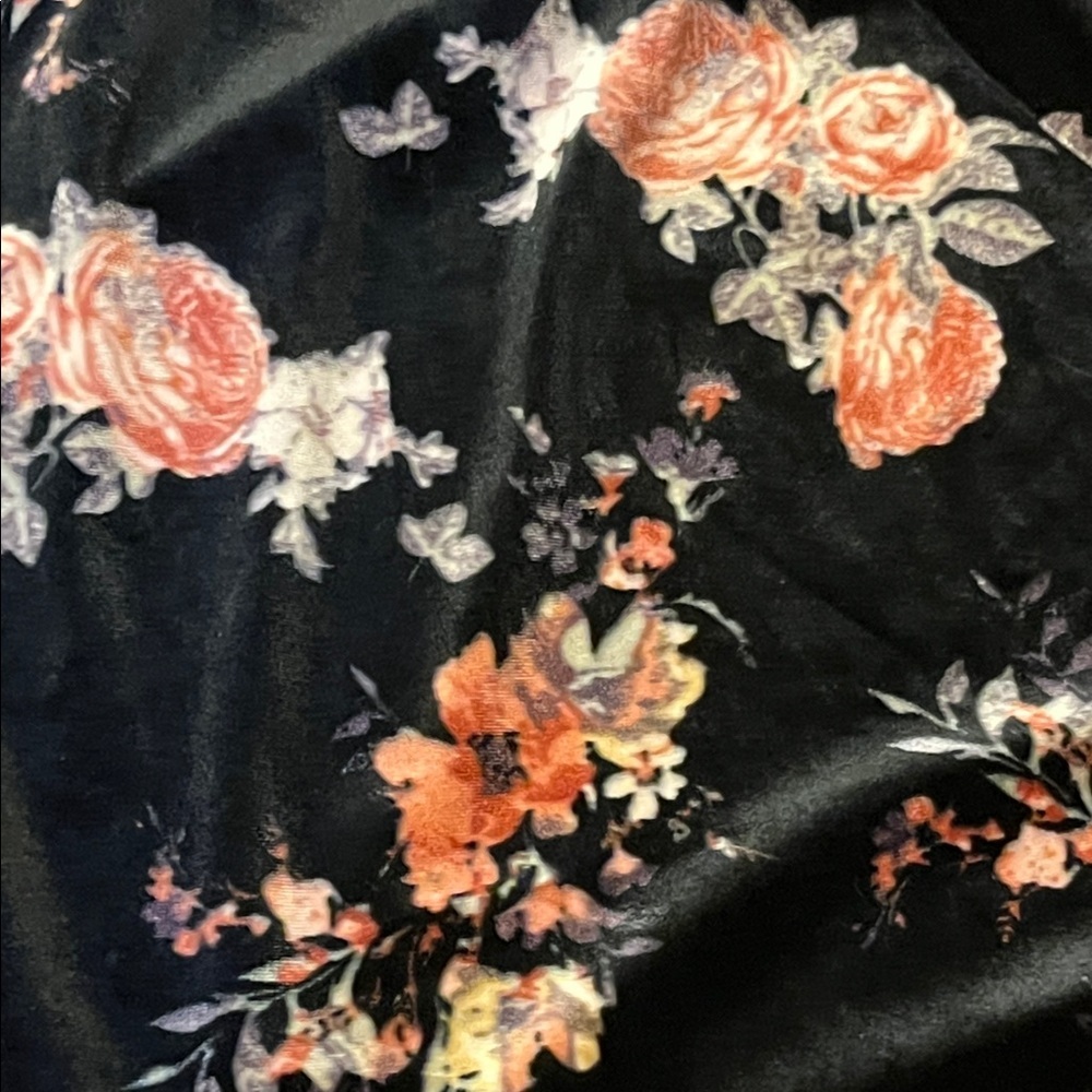 Tiered Crushed Velvet Maxi Midi Skirt XL Dark Floral Whimsigoth - Picture 7 of 7